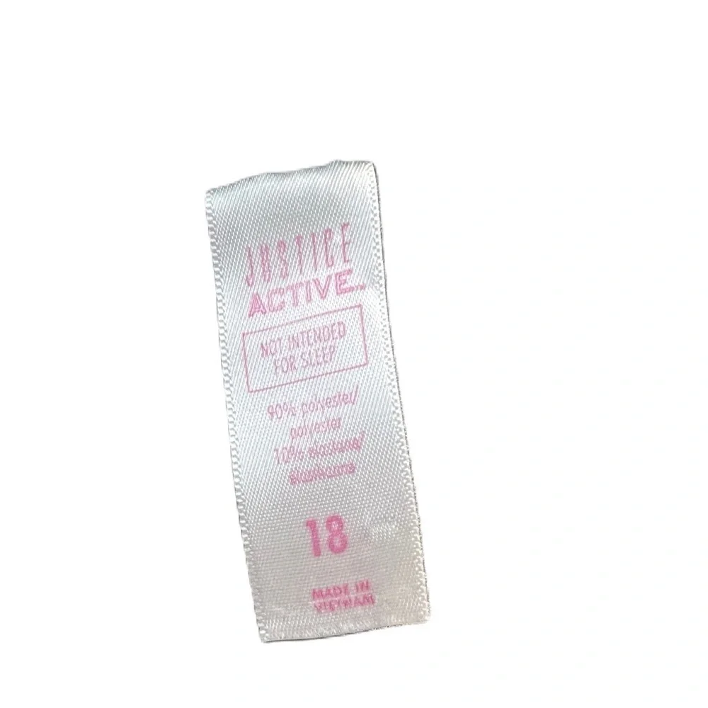 JUSTICE Active Leggings Logo Print gray Pink Sz 18